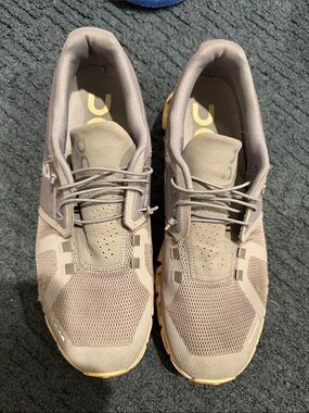 On Running Women's Gray Peach Athletic Sneakers